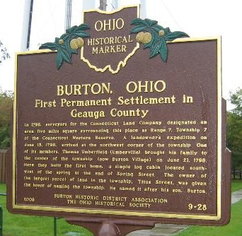 historical marker for Burton